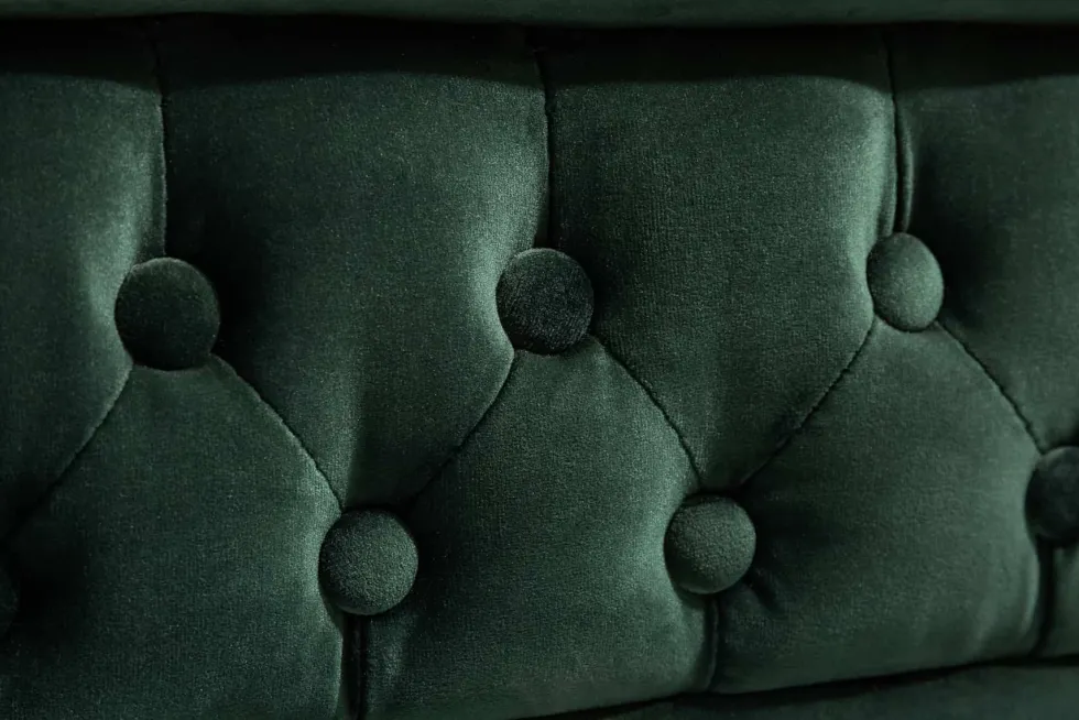 Chesterfield 3-Sitzer Sofa 205cm flaschengrün Samt Federkern Knopfheftung