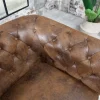 Chesterfield 3-Sitzer Sofa 205cm antik braun Microfaser Federkern Knopfheftung