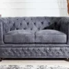 Chesterfield 2-Sitzer Sofa 150cm antik grau Microfaser Federkern Knopfheftung