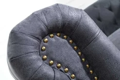 Chesterfield 2-Sitzer Sofa 150cm antik grau Microfaser Federkern Knopfheftung