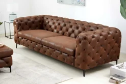 Chesterfield 3-Sitzer Sofa MODERN BAROCK 235cm antik braun Microfaser Federkern