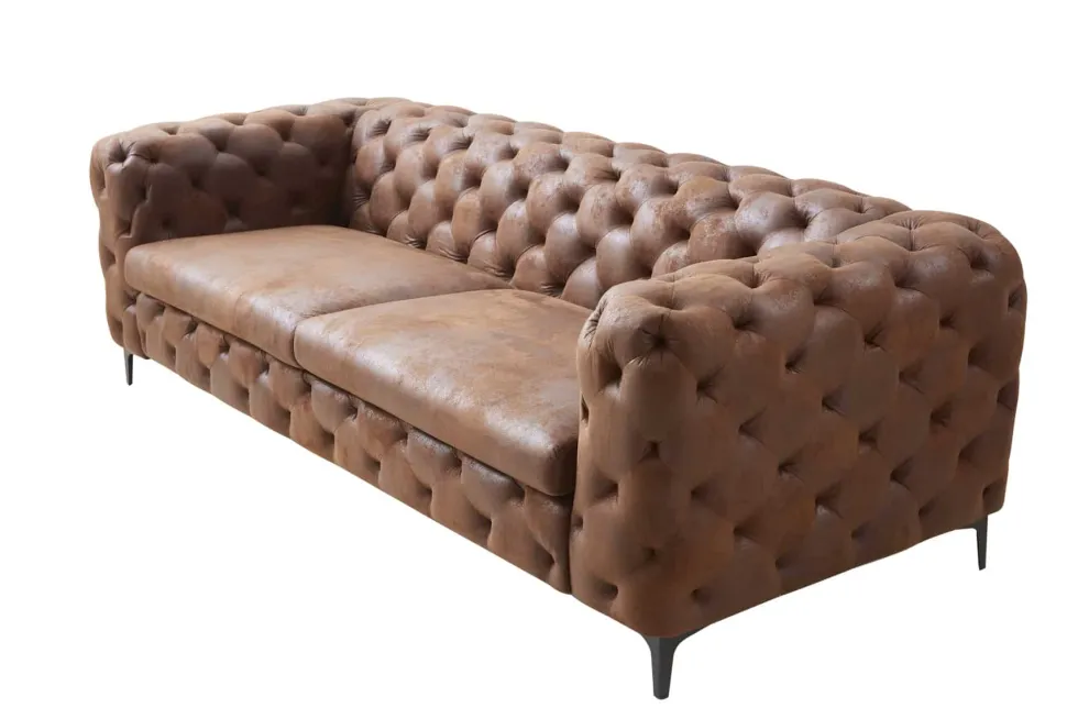 Chesterfield 3-Sitzer Sofa MODERN BAROCK 235cm antik braun Microfaser Federkern