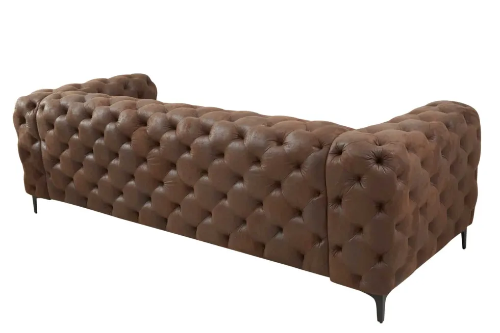 Chesterfield 3-Sitzer Sofa MODERN BAROCK 235cm antik braun Microfaser Federkern