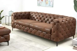 Chesterfield 3-Sitzer Sofa MODERN BAROCK 235cm antik braun Microfaser Federkern