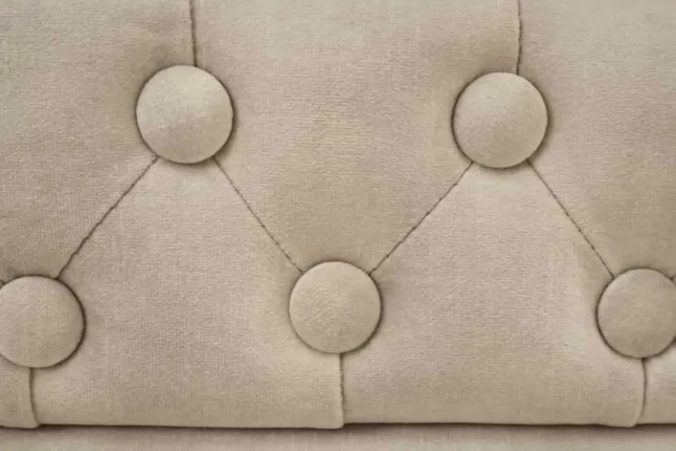 Chesterfield 2-Sitzer Sofa 150cm champagner beige Samt Federkern Knopfheftung