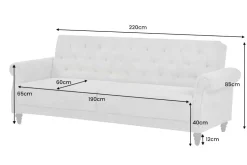 Chesterfield 3-Sitzer Sofa MAISON BELLE AFFAIRE 220cm greige Bouclé mit Schlaffunktion