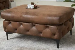 Chesterfield Sitzhocker MODERN BAROCK 90cm antik braun Fußhocker