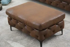 Chesterfield Sitzhocker MODERN BAROCK 90cm antik braun Fußhocker