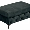 Chesterfield Sitzhocker MODERN BAROCK 95cm petrol Samt Fußhocker