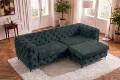 Chesterfield Sitzhocker MODERN BAROCK 95cm petrol Samt Fußhocker