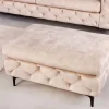 Chesterfield Sitzhocker MODERN BAROCK 90cm champagner Samt Fußhocker