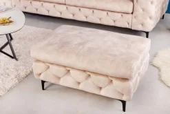 Chesterfield Sitzhocker MODERN BAROCK 90cm champagner Samt Fußhocker