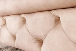 Chesterfield Sitzhocker MODERN BAROCK 90cm champagner Samt Fußhocker