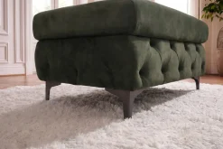 Chesterfield Sitzhocker MODERN BAROCK 95cm grün Samt Fußhocker