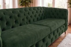 Chesterfield Sofa MODERN BAROCK 235cm grün Samt 3-Sitzer Couch Federkern