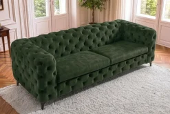 Chesterfield Sofa MODERN BAROCK 235cm grün Samt 3-Sitzer Couch Federkern