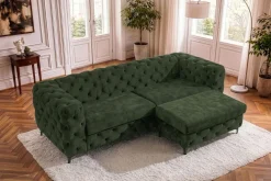 Chesterfield Sofa MODERN BAROCK 235cm grün Samt 3-Sitzer Couch Federkern