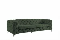 Chesterfield Sofa MODERN BAROCK 235cm grün Samt 3-Sitzer Couch Federkern