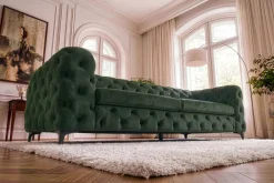 Chesterfield Sofa MODERN BAROCK 235cm grün Samt 3-Sitzer Couch Federkern