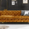 Chesterfield Sofa MODERN BAROCK 235cm senfgelb Samt 3-Sitzer Couch Federkern