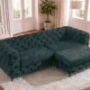 Chesterfield Sofa MODERN BAROCK 235cm petrol Samt 3-Sitzer Couch Federkern