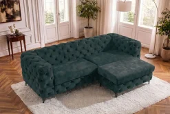 Chesterfield Sofa MODERN BAROCK 235cm petrol Samt 3-Sitzer Couch Federkern