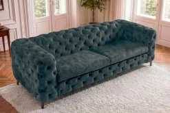 Chesterfield Sofa MODERN BAROCK 235cm petrol Samt 3-Sitzer Couch Federkern