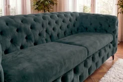 Chesterfield Sofa MODERN BAROCK 235cm petrol Samt 3-Sitzer Couch Federkern