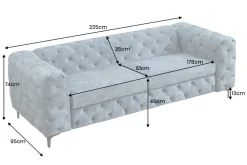 Chesterfield Sofa MODERN BAROCK 235cm petrol Samt 3-Sitzer Couch Federkern