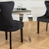 Chesterfield Stuhl CASTLE schwarz Samt Massivholz Ziernieten mit Komfortgriff