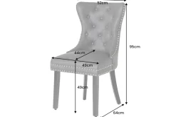 Chesterfield Stuhl CASTLE schwarz Samt Massivholz Ziernieten mit Komfortgriff