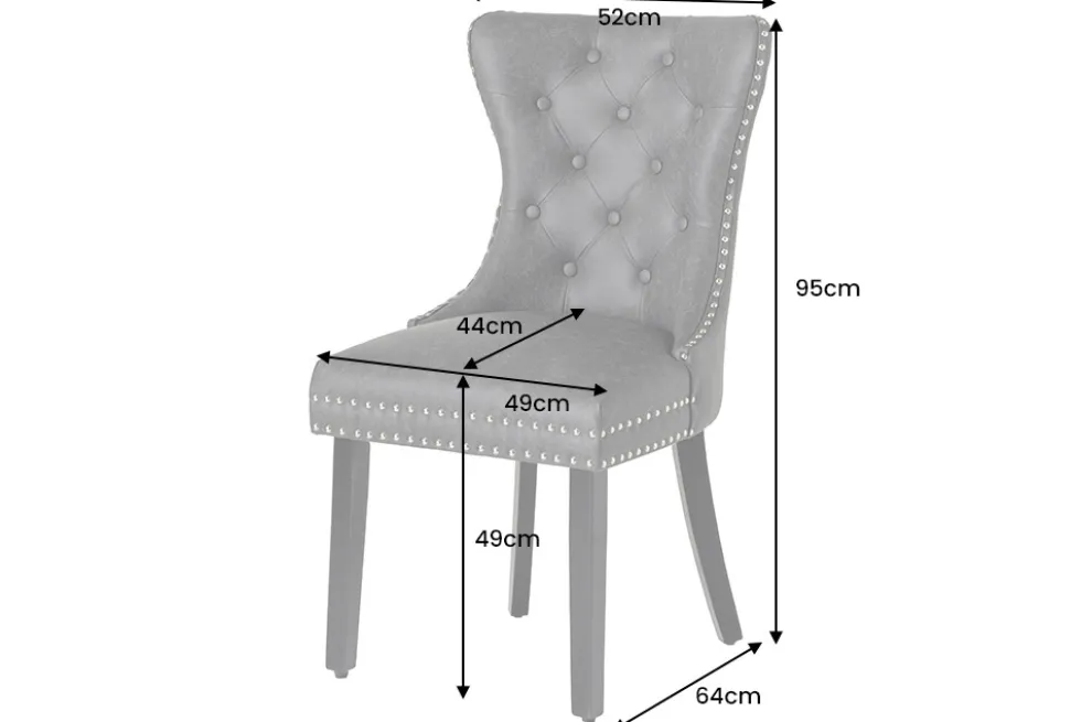 Chesterfield Stuhl CASTLE schwarz Samt Massivholz Ziernieten mit Komfortgriff