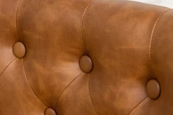 Chesterfield Stuhl CASTLE braun Kunstleder schwarz Gummiholz Ziernieten