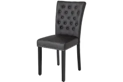 Chesterfield Stuhl CASTLE schwarz Kunstleder Gummiholz Ziernieten