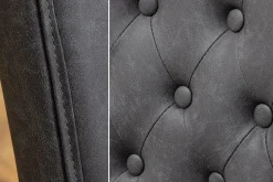 Chesterfield Stuhl CASTLE schwarz Kunstleder Gummiholz Ziernieten
