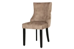 Chesterfield Stuhl CASTLE DELUXE beige Samt mit Löwenkopf Nieten