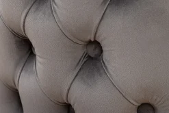 Chesterfield Stuhl CASTLE DELUXE grau Samt mit Löwenkopf Nieten