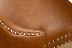 Chesterfield Stuhl CASTLE braun Kunstleder schwarz Massivholz mit Komfortgriff