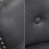 Chesterfield Stuhl CASTLE schwarz Kunstleder Massivholz mit Komfortgriff