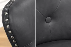 Chesterfield Stuhl CASTLE schwarz Kunstleder Massivholz mit Komfortgriff