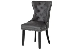 Chesterfield Stuhl CASTLE schwarz Kunstleder Massivholz mit Komfortgriff