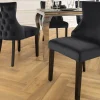 Chesterfield Stuhl CASTLE DELUXE schwarz Samt mit Löwenkopf Nieten