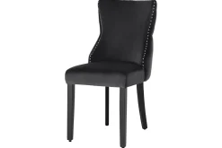 Chesterfield Stuhl CASTLE DELUXE schwarz Samt mit Löwenkopf Nieten