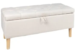 Chesterfield Truhenbank CASTLE 100cm beige Sitzbank Landhausstil mit Stauraum
