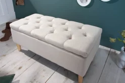 Chesterfield Truhenbank CASTLE 100cm beige Sitzbank Landhausstil mit Stauraum