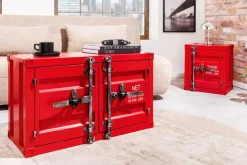 Container-Schrank GLOBETROTTER 50cm rot Metall Nachttisch Beistellschrank