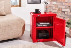 Container-Schrank GLOBETROTTER 50cm rot Metall Nachttisch Beistellschrank
