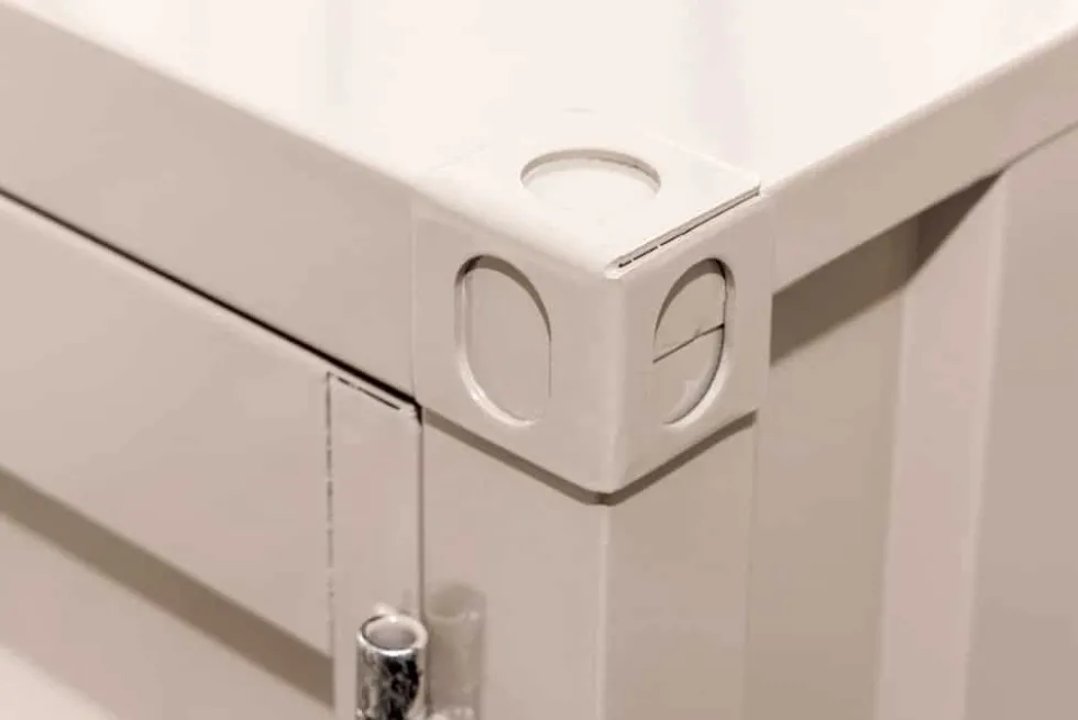 Container-Schrank GLOBETROTTER 50cm greige Metall Nachttisch Beistellschrank