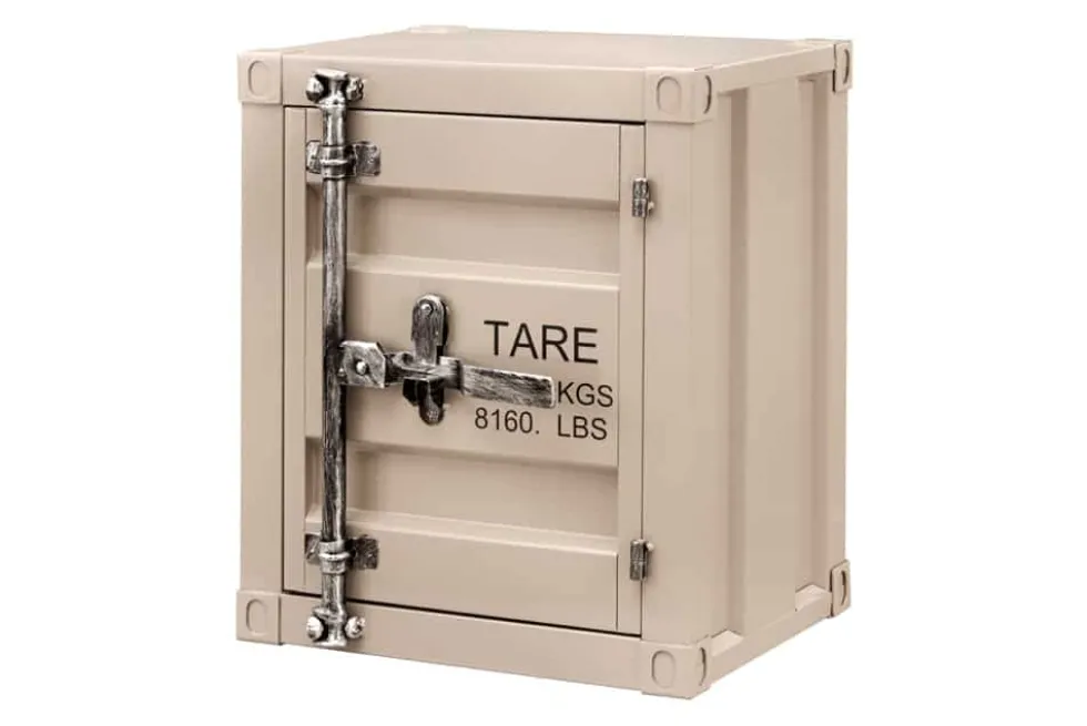 Container-Schrank GLOBETROTTER 50cm greige Metall Nachttisch Beistellschrank