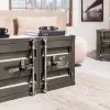 Container-Schrank GLOBETROTTER 80cm anthrazit Metall Couchtisch mit Flügeltüren Kommode